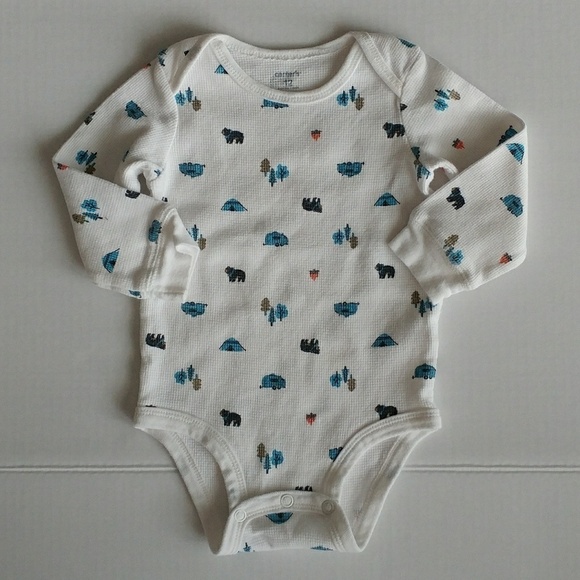 Carter's 3 Long Sleeve Bodysuits Bears & Camping - Picture 5 of 6